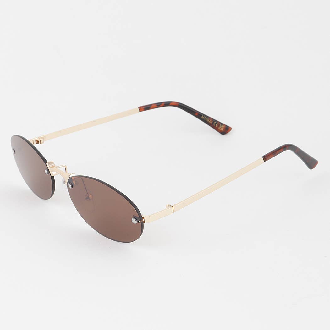 Rimless Bolted Oval Sunglasses