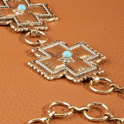 Turquoise Cross Concho Chain Belt