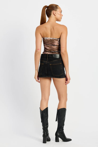 Filipa Ruched Zebra Tube Top