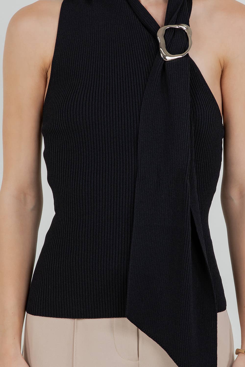 Harmony Knit One Shoulder Scarf Top