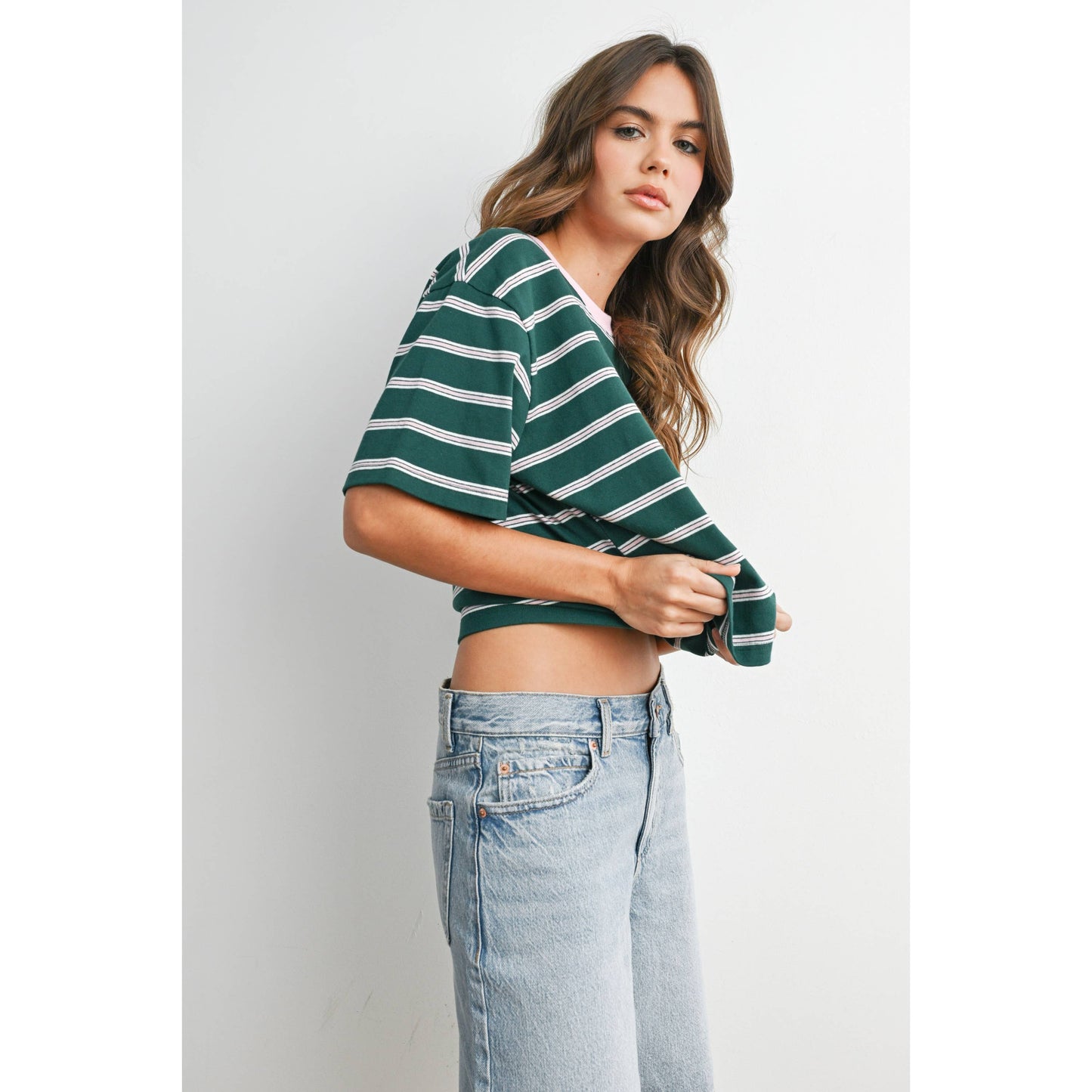 Holden Striped Boxy Cropped T-Shirt