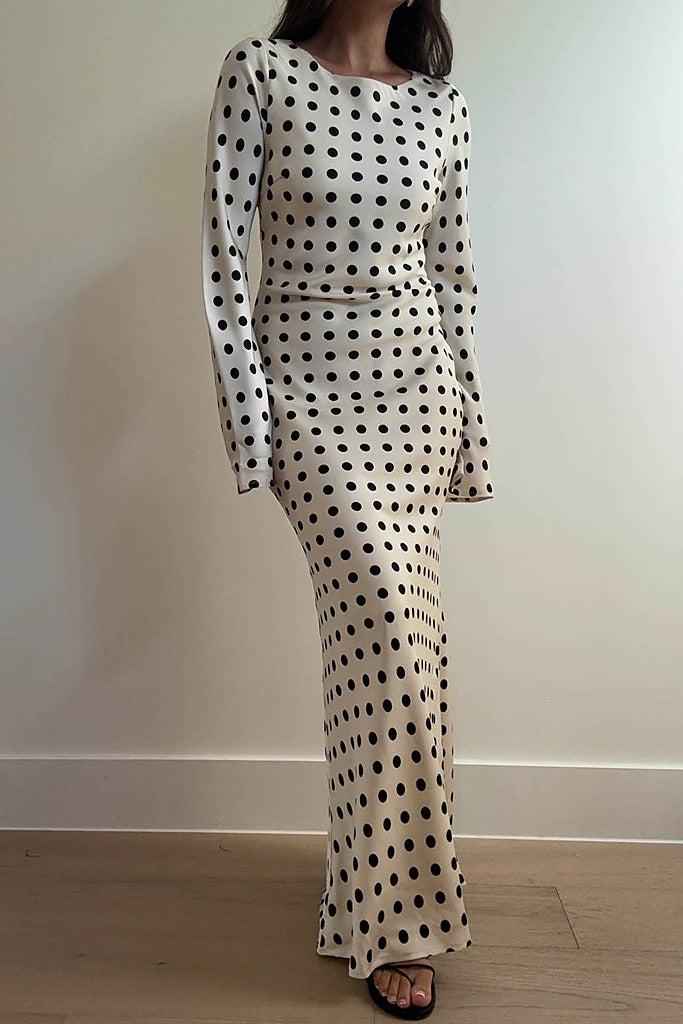 Fiera Polka Dot Long Sleeve Maxi Dress