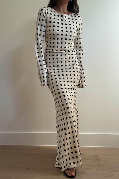 Fiera Polka Dot Long Sleeve Maxi Dress