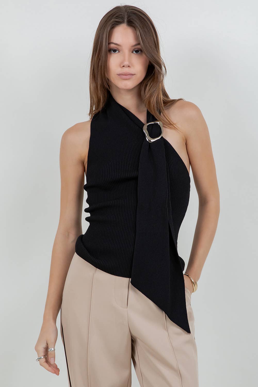 Harmony Knit One Shoulder Scarf Top