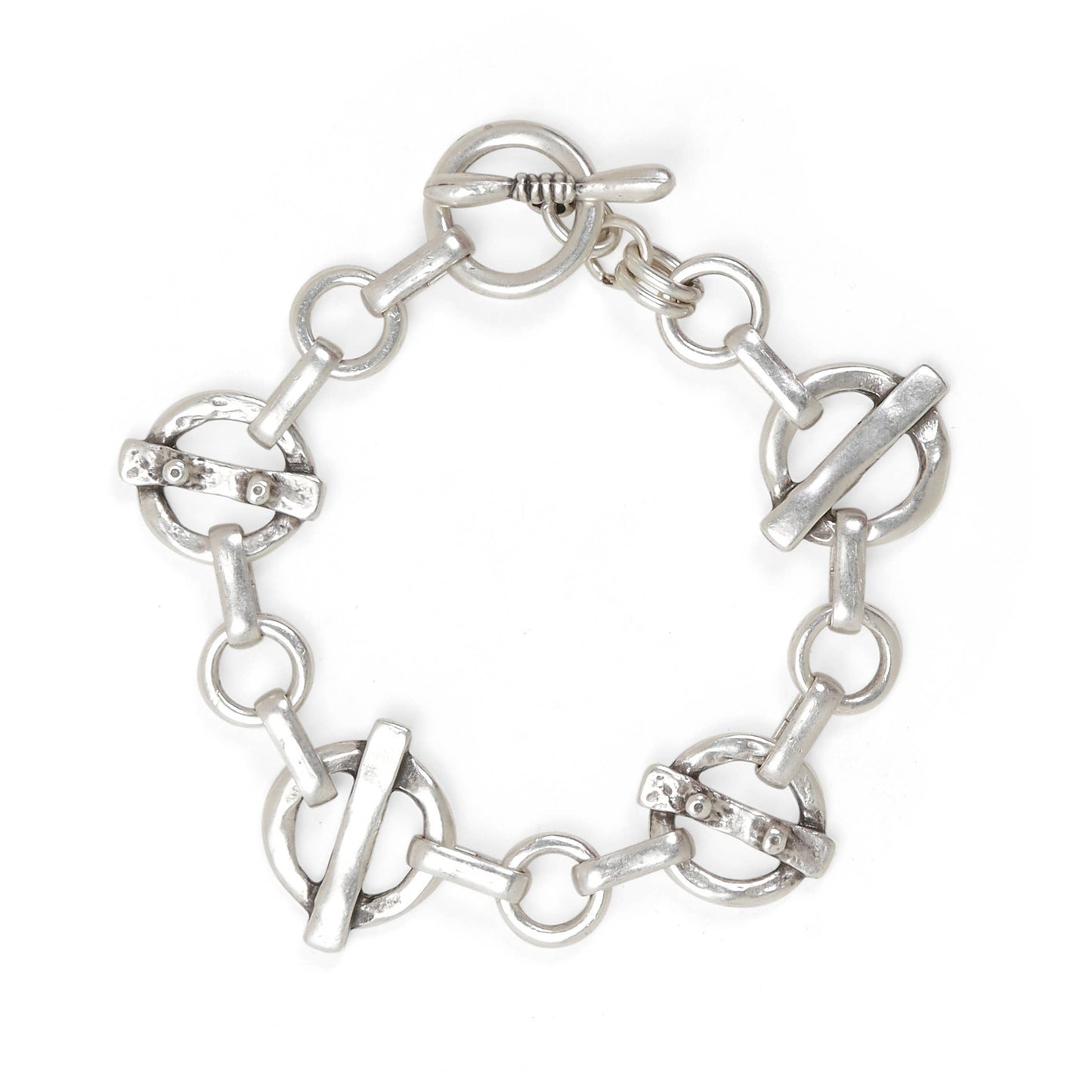 Handmade 925 Silver Plated Pewter Link & Chain Bracelet