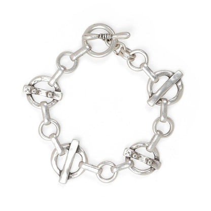 Handmade 925 Silver Plated Pewter Link & Chain Bracelet
