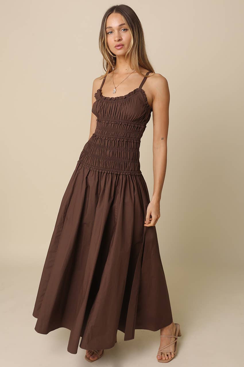 India Smocked Cotton Maxi Dress