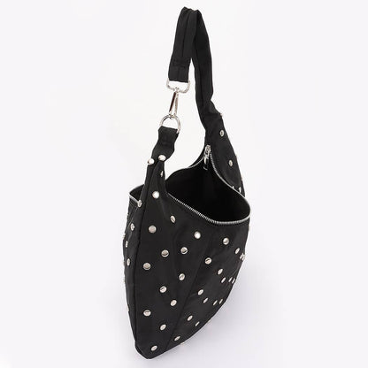 Nylon Studded Hobo Bag