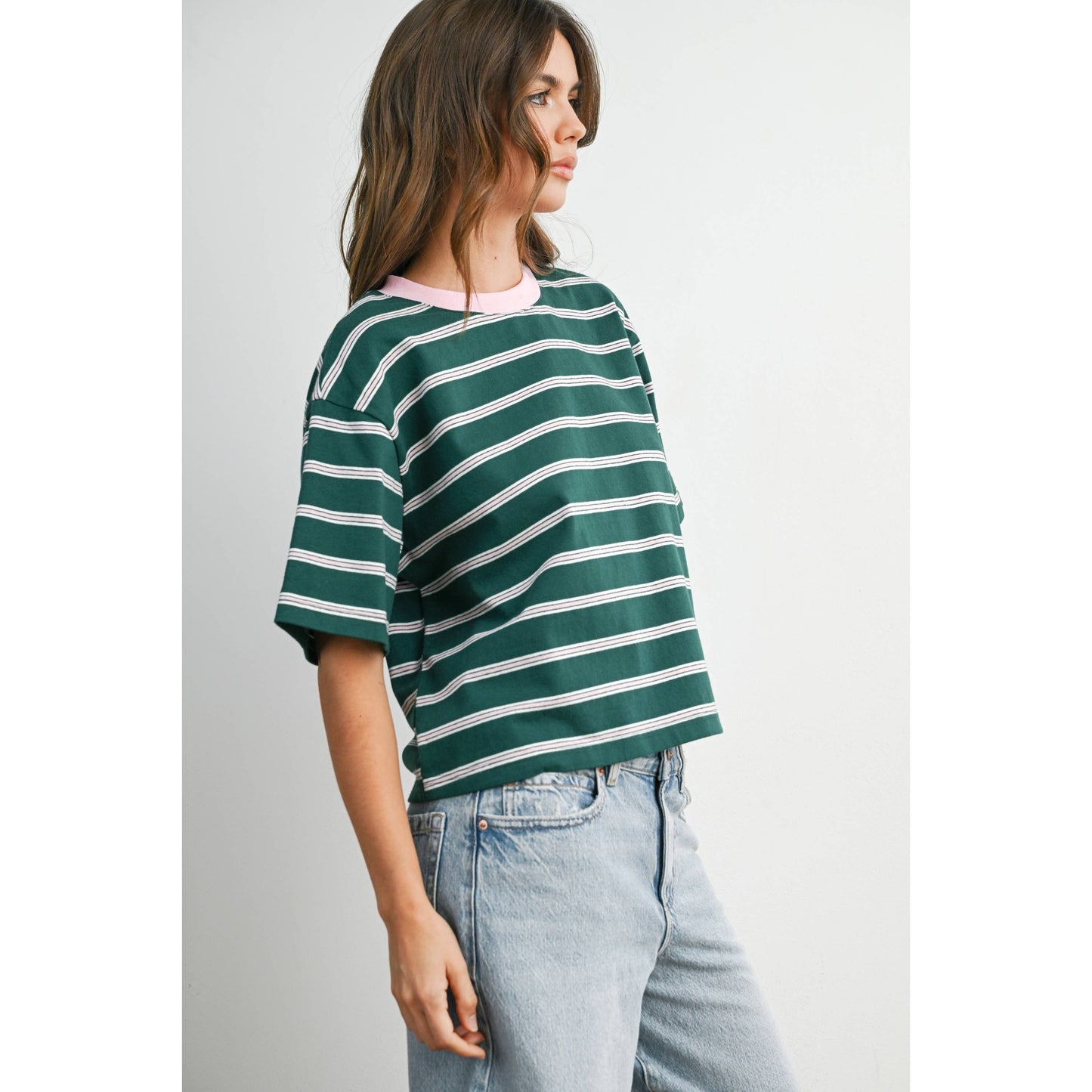 Holden Striped Boxy Cropped T-Shirt