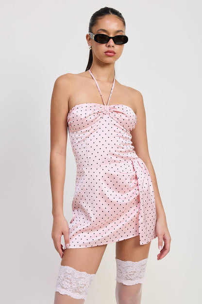 Hallie Mini Halter Polka Dot Dress