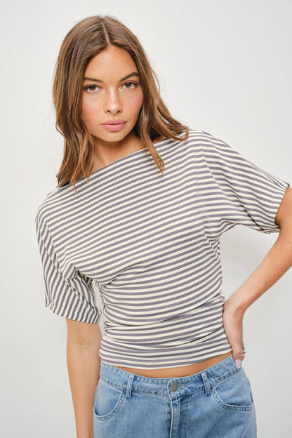 Jaylene Off The Shoulder Striped Knit Top