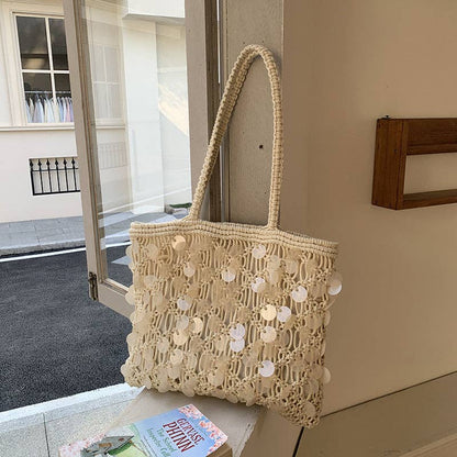 Sequin Crochet Shoulder Bag