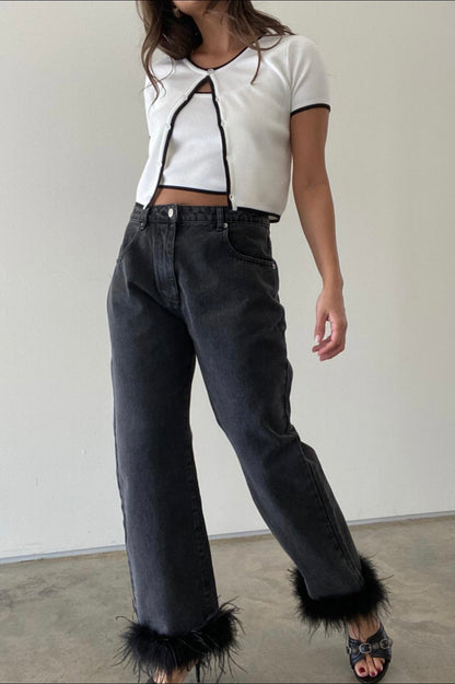 Devin Feather Trim Jeans