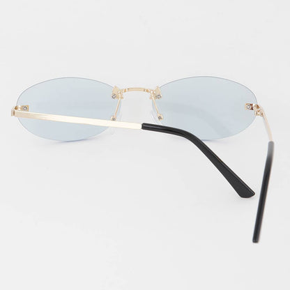 Rimless Bolted Oval Sunglasses