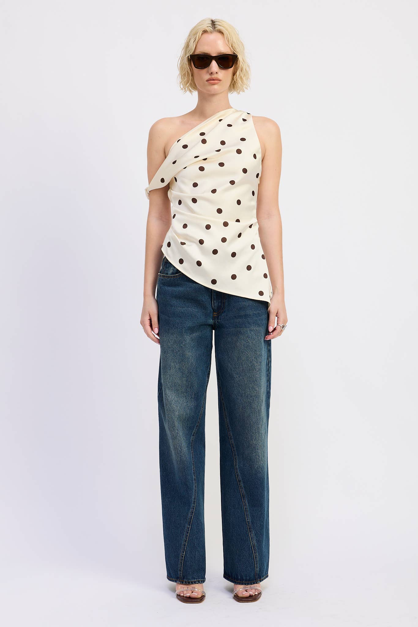 Faryn Asymmetrical Polka Dot Top