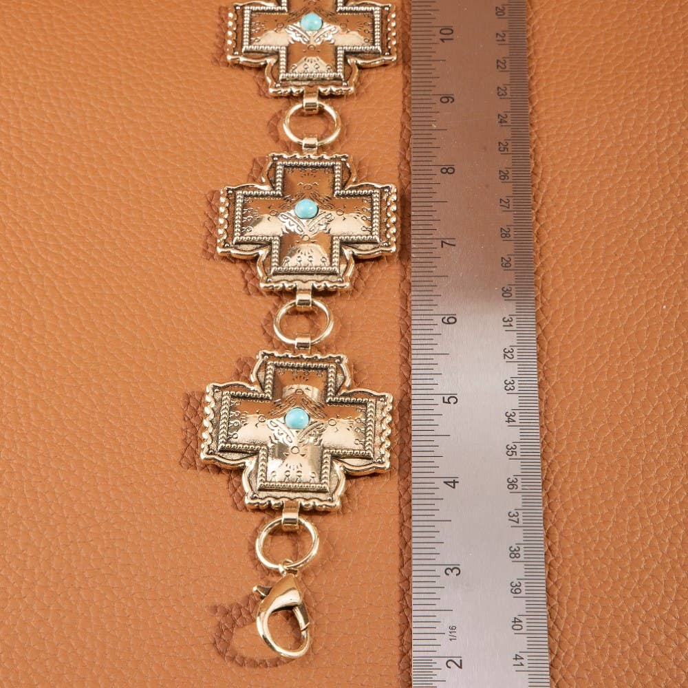Turquoise Cross Concho Chain Belt