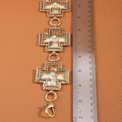 Turquoise Cross Concho Chain Belt