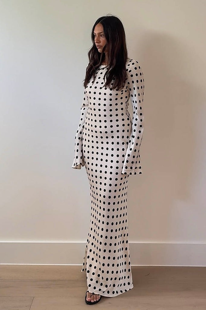 Fiera Polka Dot Long Sleeve Maxi Dress