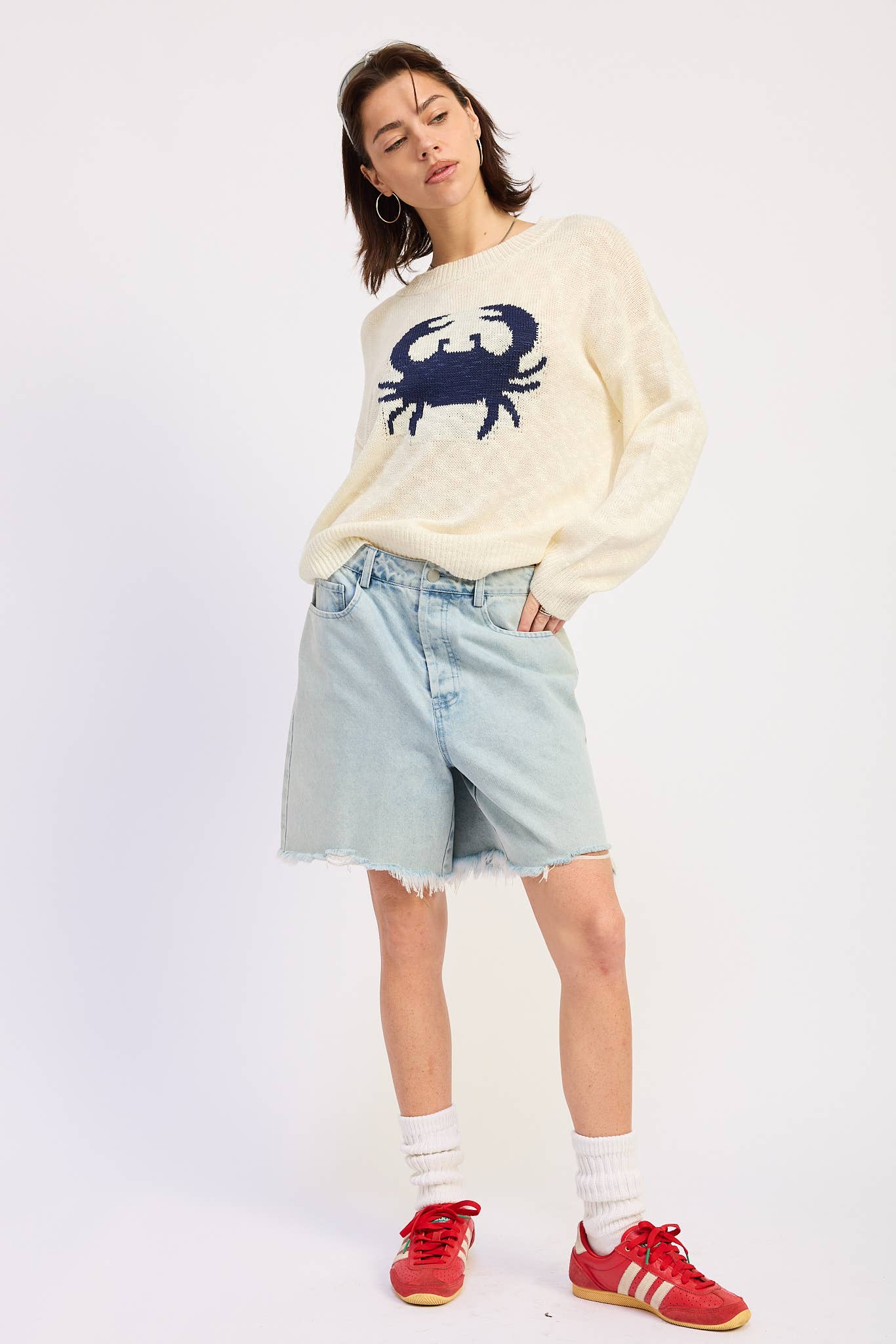 Ivy Distressed Denim Bermuda Shorts