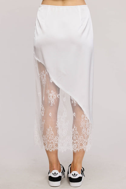 Fatima Asymmetrical Lace Midi Skirt