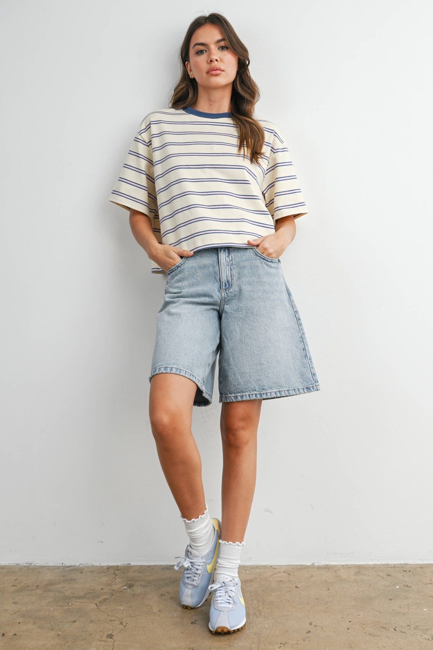 Holden Striped Boxy Cropped T-Shirt