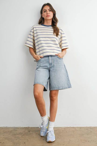 Holden Striped Boxy Cropped T-Shirt