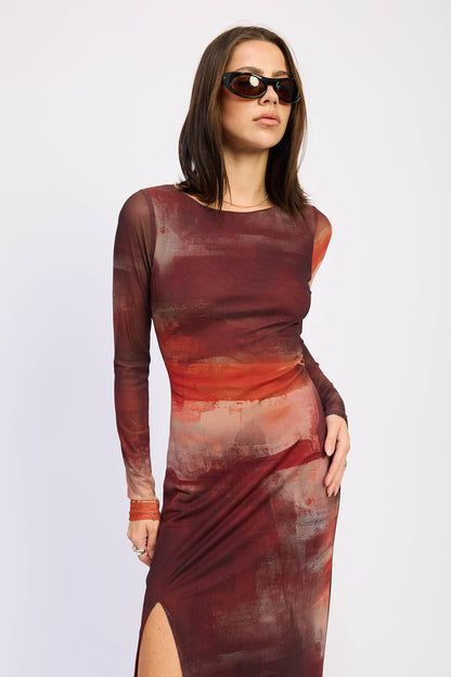 Fran Mesh Long Sleeve Maxi Dress