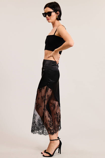 Fatima Asymmetrical Lace Midi Skirt
