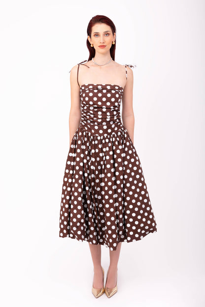 Amy Lynn Alexa Brown Polka Dot Puffball Dress