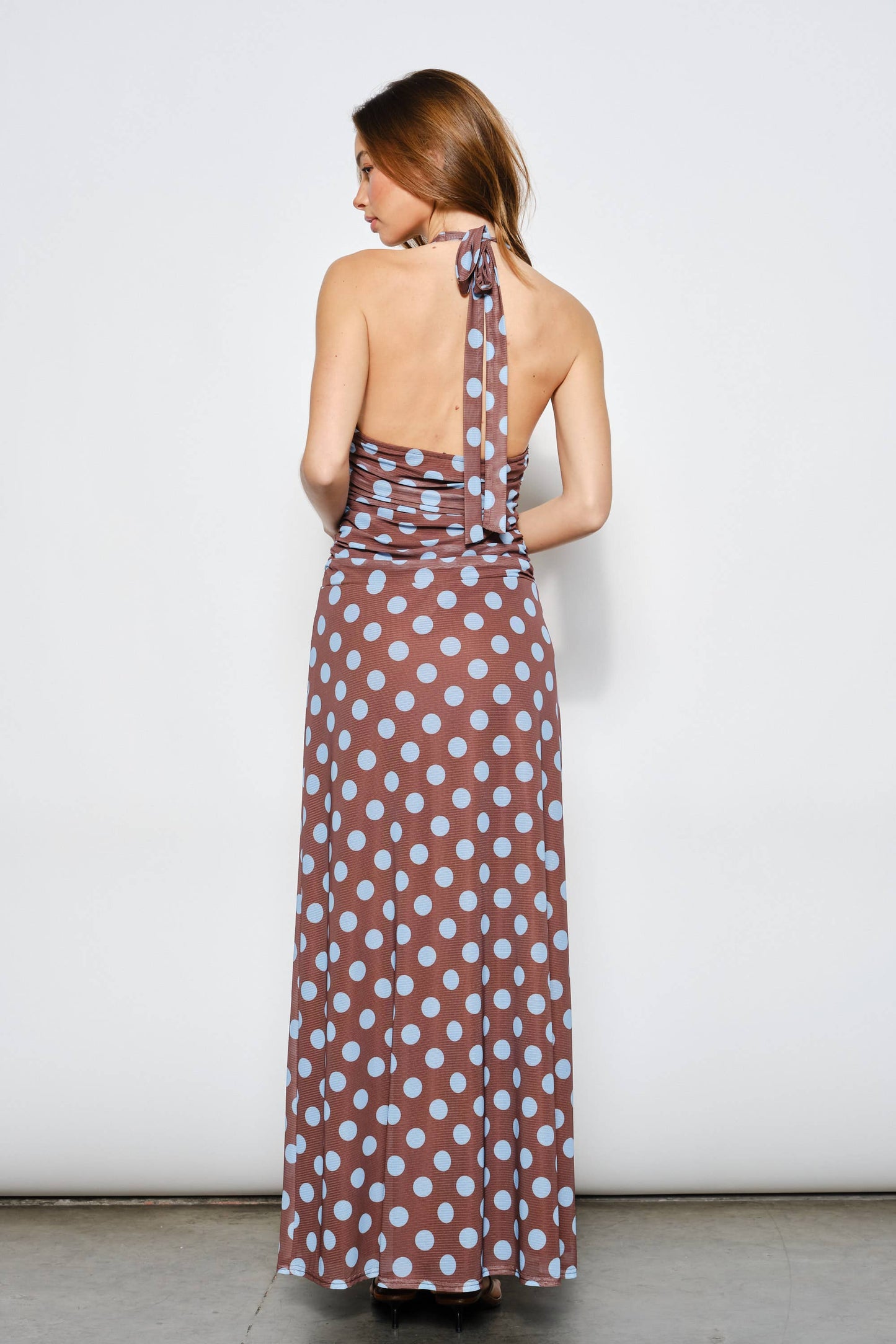 Isla Mesh Polka Dot Maxi Dress