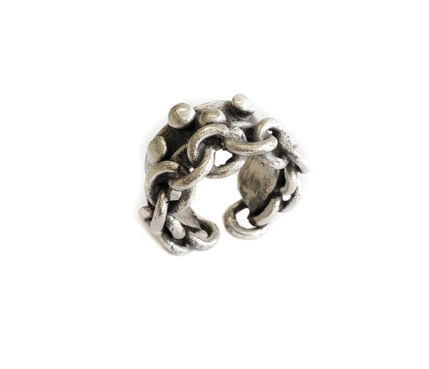 Handmade Brass Ring In Silver Plating