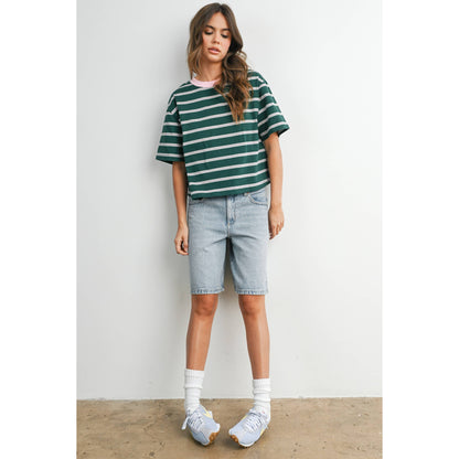 Holden Striped Boxy Cropped T-Shirt