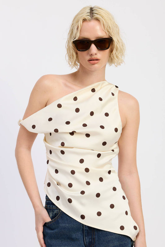 Faryn Asymmetrical Polka Dot Top