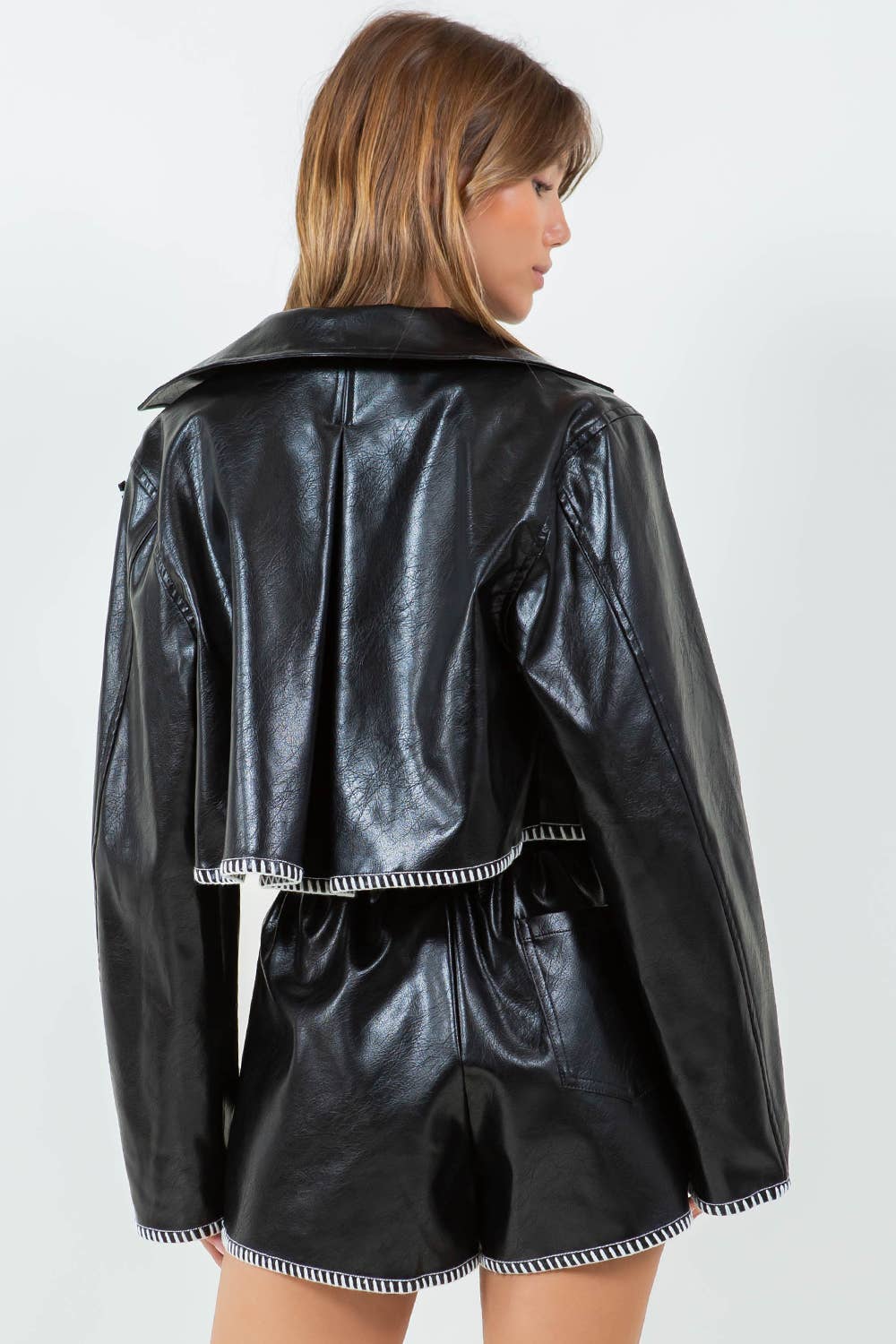 Foster Cropped Vegan Leather Jacket