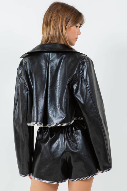 Foster Cropped Vegan Leather Jacket