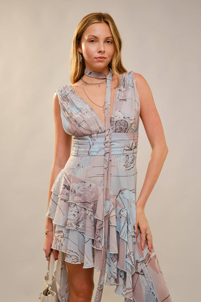 Heidi Asymmetrical Ruffle Scarf Dress