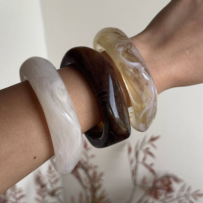 Square Acrylic Resin Bangle Bracelet