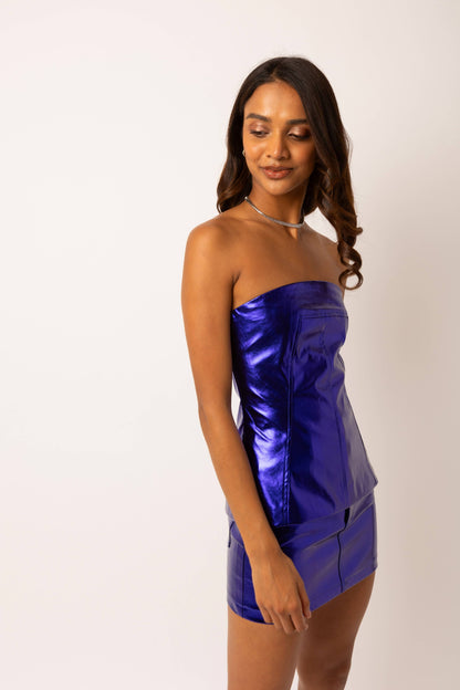 Amy Lynn Johanna Blue Bandeau Top