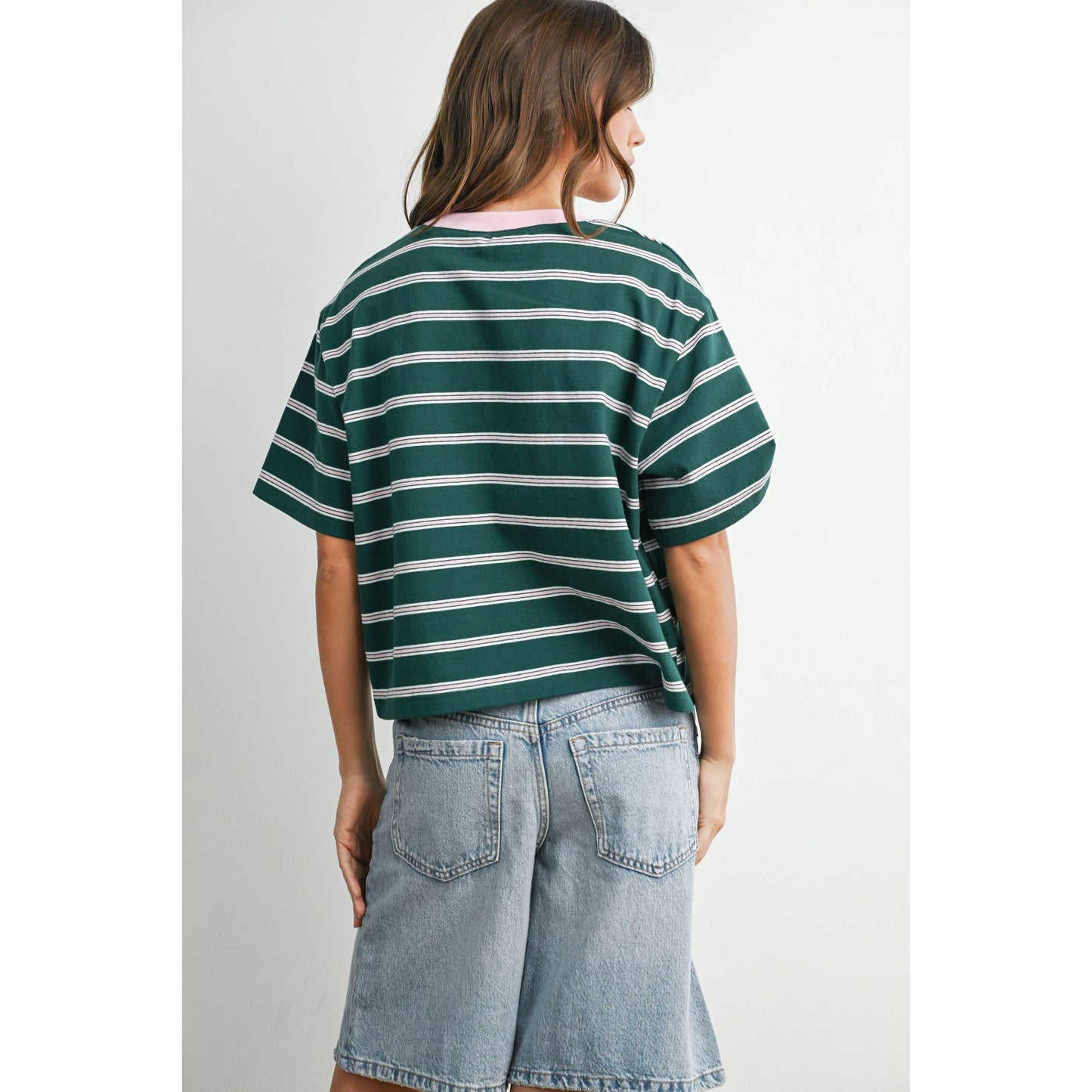 Holden Striped Boxy Cropped T-Shirt