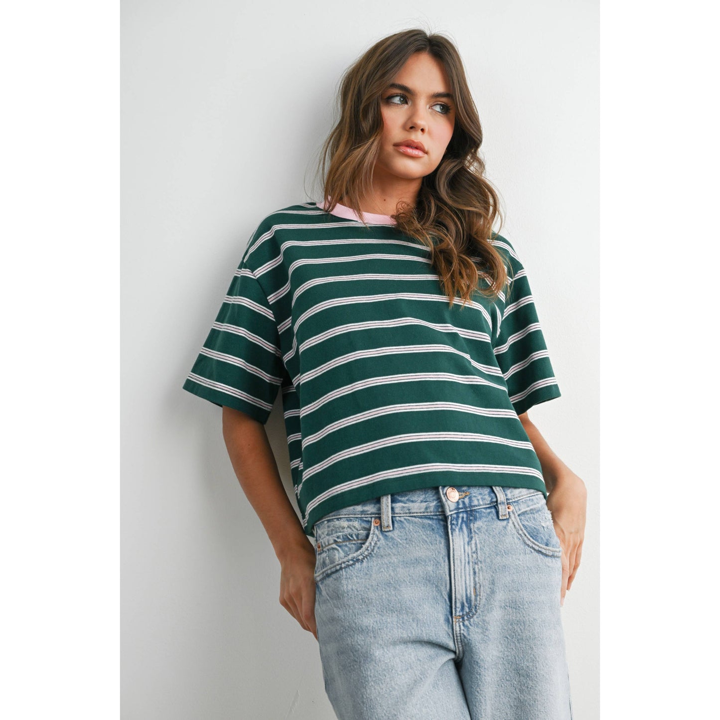 Holden Striped Boxy Cropped T-Shirt