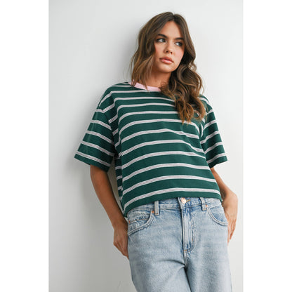 Holden Striped Boxy Cropped T-Shirt