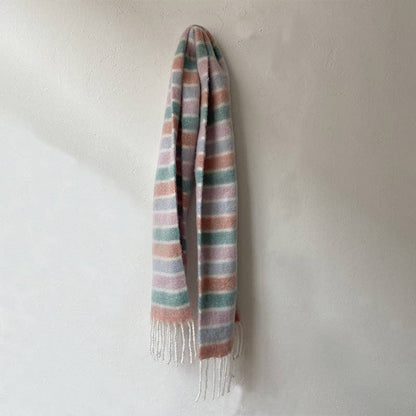 Rainbow Stripe Tassel Scarf
