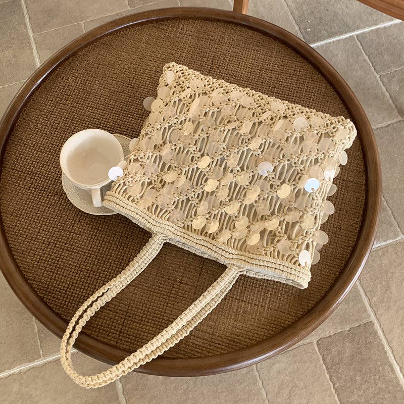 Sequin Crochet Shoulder Bag