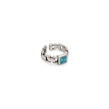 Handmade 925 Silver Plated Crystal Brass Ring