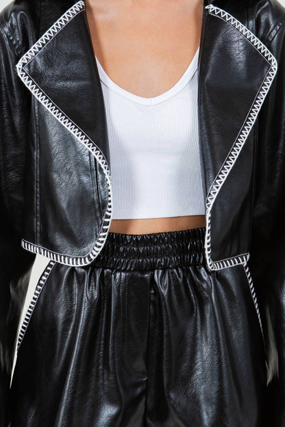 Foster Cropped Vegan Leather Jacket