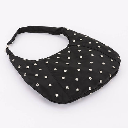 Nylon Studded Hobo Bag