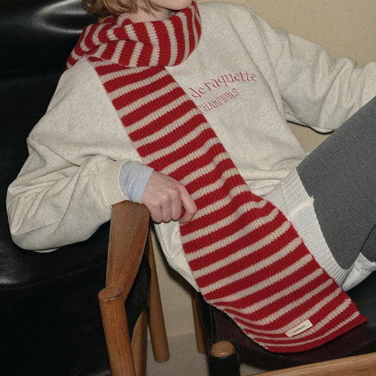 Soft Striped Warm Winter Wool Scarf