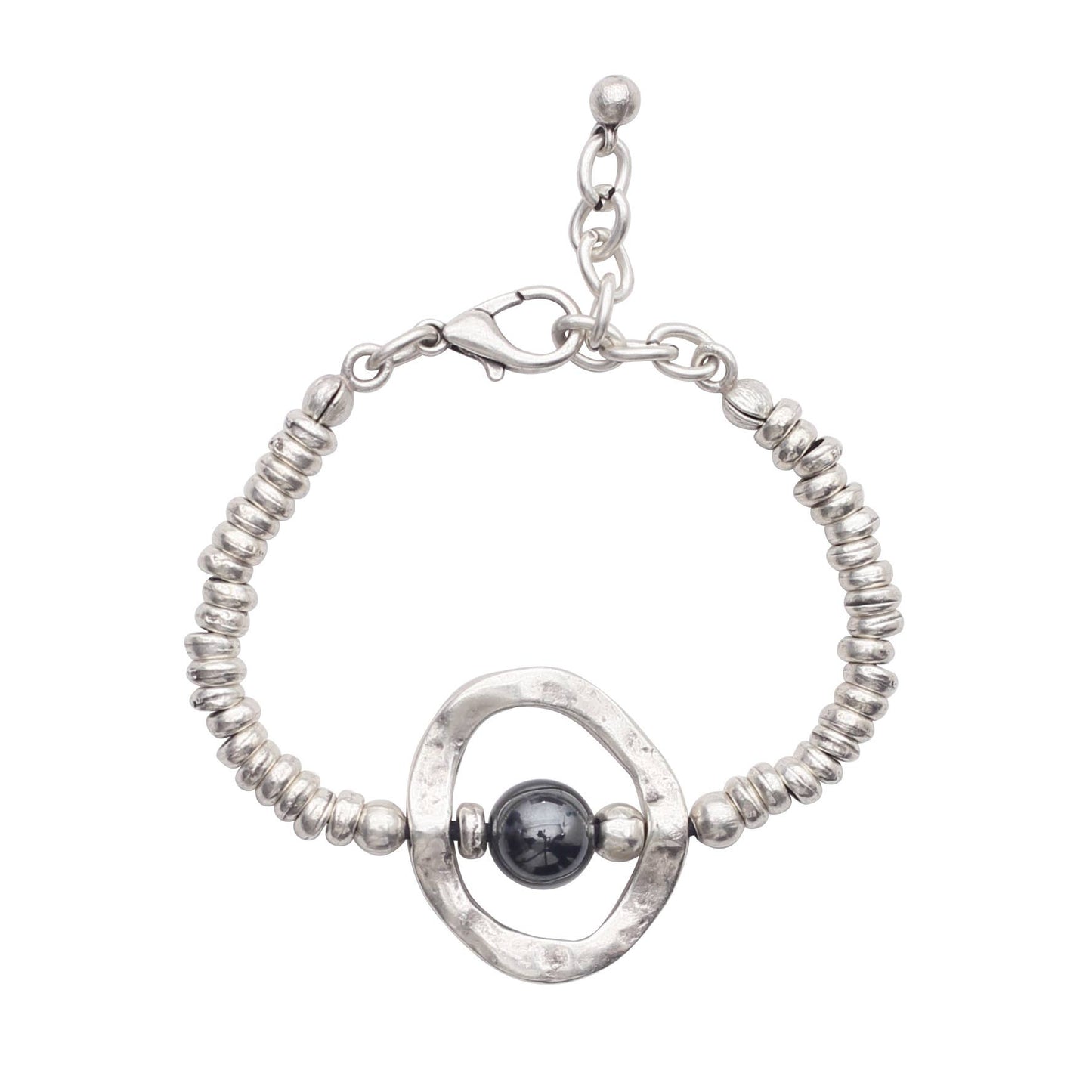 Handmade 925 Silver Plated Pewter Bracelet with Hematite
