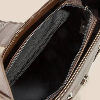 Rivet Detail Leather Shoulder Bag