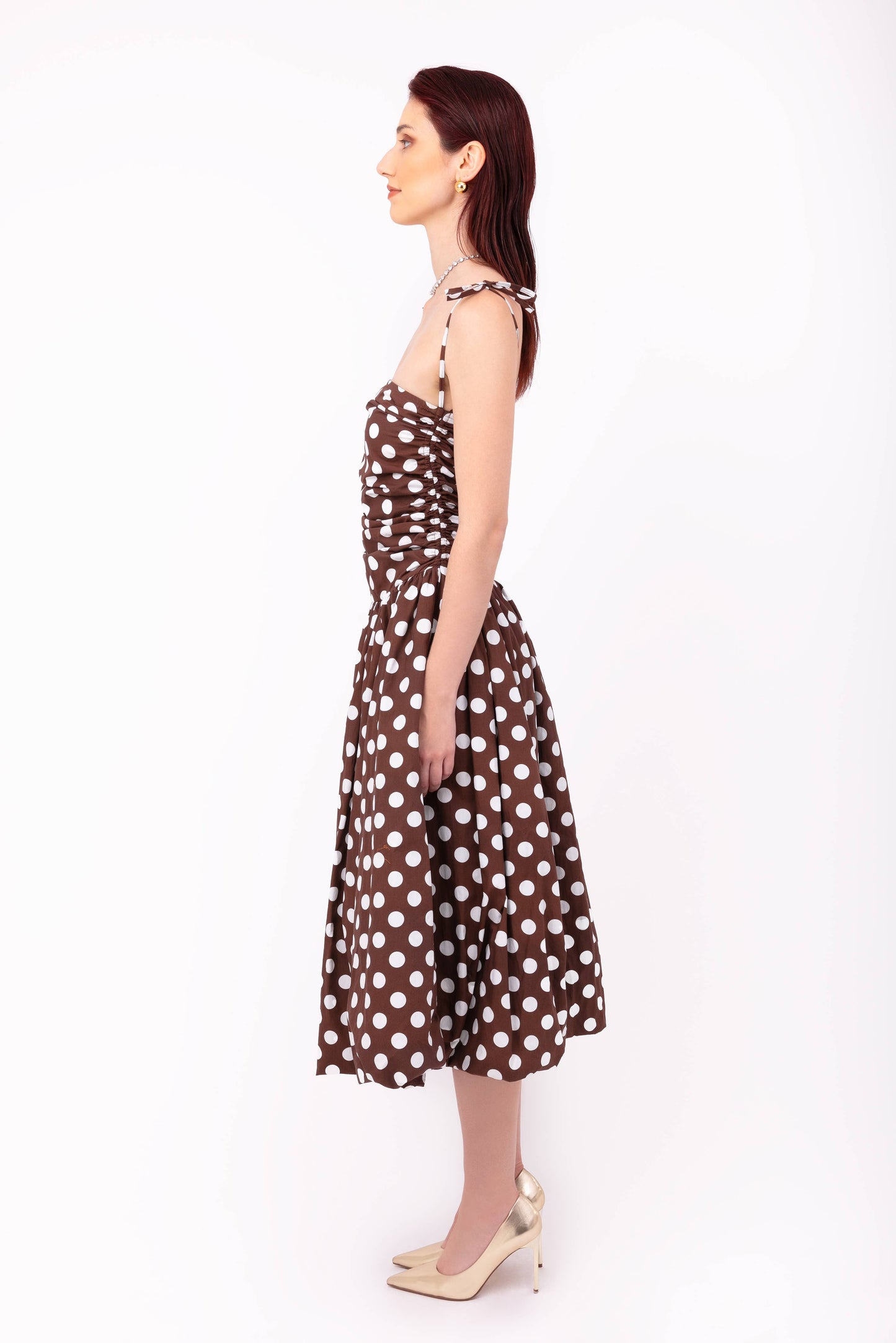 Amy Lynn Alexa Brown Polka Dot Puffball Dress